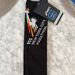 Asics Black Arm Warmers with Multicolor New York Marathon Logo
